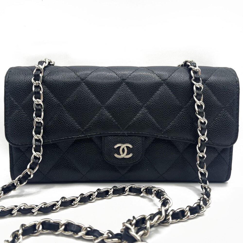 Authentic CHANEL CC Classic Caviar Flap Wallet Chain Shoulder Crossbody Black - Picture 2 of 16